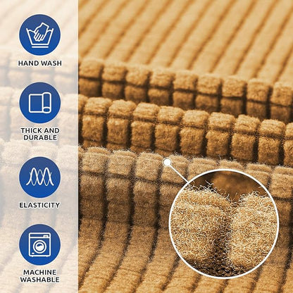 KEKUOU Stretch Single Sofa Slipcover 1 Piece Couch Sofa Cover (31"-55") Furniture Protector 1 Seater Sofa with Elastic Bottom for Kids,Pet.Jacquard Small Checked Pattern Fabric(Small,Golden)