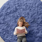 OLANLY Denim Blue Round Rugs for Bedroom - Machine Washable, 7 ft Circle Area Rugs for Living Room, Soft and Fluffy Shaggy Carpet for Teen Girl and Boys, Nursery Rooms, Dorms, Home Decor Aesthetic