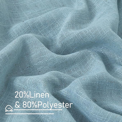 LAMIT Stone Blue Semi Sheer Window Linen Curtains 63 Inch Length, Light Filtering Panels Back Tab and Rod Pocket Country Decor Drapes for Bedroom/Living Room, 2 Panels, 34 x 63 Inch