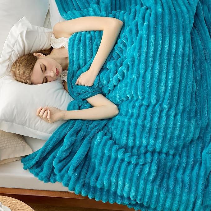 Bedsure GentleSoft Teal Fleece Blanket for Couch - Cozy Soft Blankets for Women, Cute Small Throws for Girls, 108x90 Inches