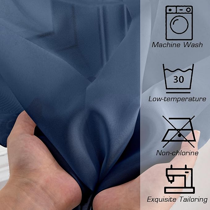 Simplebrand Navy Tier Curtains for Kitchen 24 Inches Long 2 Panels Set, Rod Pocket Cafe Curtain Light Filtering Sheer Short Curtains for Bathroom/Basement Half Window 42 x 24 Inch, 2Pcs, Navy