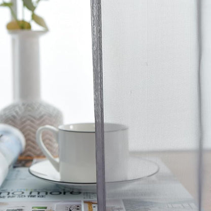 youleyar Solid Sheer Rod Pocket Curtain Voile Draperies 2 Panels White Beige Black Grey Coffee 38 Inch Width 45 Inch Long 1 Pair for Kitchen Bedroom Children Living Room Yard(Grey,38Wｘ45L)