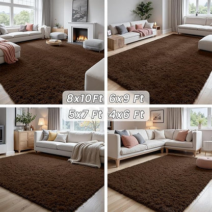 4x6 Area Rugs for Living Room Rug: Soft Fluffy Shag Brown Rugs for Bedroom, Non-Slip Large Fuzzy Plush Rug Indoor Floor Carpet for Nursery Kids Boys Girls Room, Dorms, Playroom, Modern Home Decor