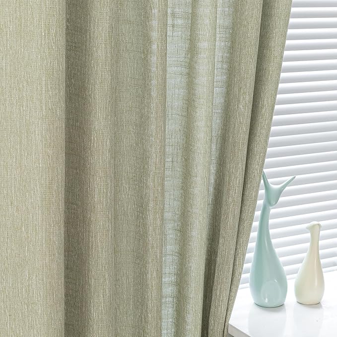 MYSKY HOME Sage Green Living Room Curtains 84 Inch Length 2 Panels Set, Semi Sheer Curtains for Bedroom Soft Touch Light Filtering Drapes for Doorways Sliding Glass Door, 50" Wide, Sets of 2