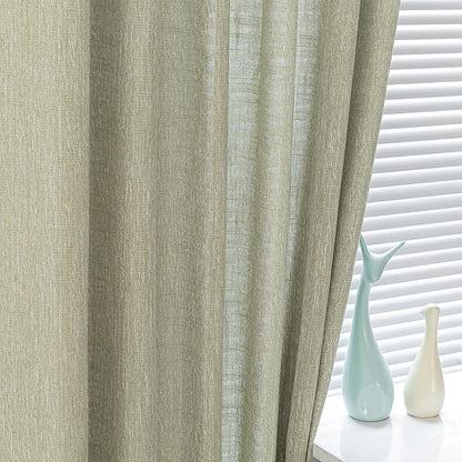 MYSKY HOME Sage Green Living Room Curtains 84 Inch Length 2 Panels Set, Semi Sheer Curtains for Bedroom Soft Touch Light Filtering Drapes for Doorways Sliding Glass Door, 50" Wide, Sets of 2