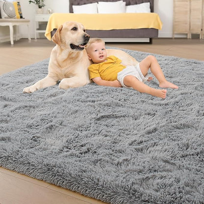 Tepook Area Rugs 10x14 for Living Room, Super Soft Fluffy Rugs for Bedroom, Modern Shaggy Rug Fuzzy Carpets for Kids, Plush Indoor Nursery Home Decor Rug with Non-Slip Bottom, Grey