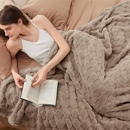 Bedsure GentleSoft Full Size Blankets for Bed Light Brown - Super Soft Cozy Fleece Blanket for Kids Girls, Large Fuzzy Throws for Bedroom Decor, 84x90 Inches