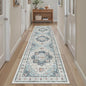 Madane Runner Rug 2x8, Washable Hallway Runner Rugs, Non-Slip Low-Pile Soft Kitchen Rug Runner Laundry Room Rug, Vintage Throw Entry Foyer Mat for Entrance Living Room (Blue, 2 x 8)