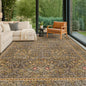 Hazo Haus Washable Living Room Rug 10x12 - Brown Oriental Area Rug for Dining Room Under Table, Low Pile Non-Slip Floor Decor for Bedroom Under Bed - Vintage Earthy Design & Stain Resistance