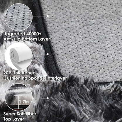 ONASAR Black and White Area Rugs for Living Room, 5x8 Fluffy Bedroom Rug, Soft Plush Shag Floor Carpet for Nursery Kids Girls Boys Teen Baby Dorm Bedside Playroom Indoor Home Decor Aesthetic