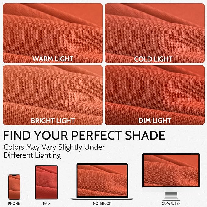 Nanspring Bright Orange Linen Blend Light Filtering Back Tab Curtains 102 Inches Long, Semi Sheer Privacy Drapes for Living Room & Bedroom, 52x102 inch, 2 Panels