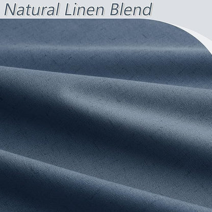 Guken 100% Blackout Curtains 96 Inch Length 2 Panels Set for Living Room Bedroom Back Tab Thermal Insulated Black Out Linen Drapes Room Darkening Window Curtains 96 Inches Long,Denim Blue