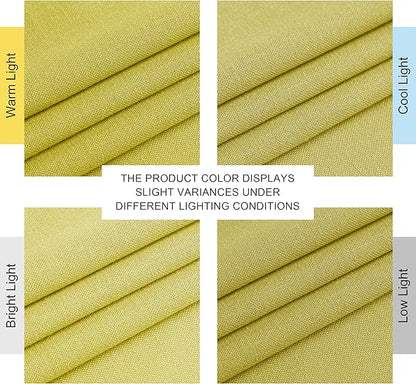 NICETOWN Bright Yellow Linen Curtains for Kitchen, Thick Flax Small Window Treatments Semi Sheer Privacy Assured with Light Through for Cafe/Bathroom, W55 x L84, 2 Panels