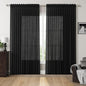 Extra Wide 100 Inch Linen Curtains for Living Room Divider Light Filtering Semi Sheer Back Tab Patio Curtains for Sliding Door Black Coastal Decor Sunroom Floor to Ceiling Window Curtain 100x84