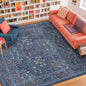 Dark Navy Blue Living Room Rug 5x7 Area Rug - Vintage Floral Forest Washable Mat for Dining Room, Bedroom, Low Pile Non Slip Stain Resistance Distressed Retro Indoor Boho Carpet