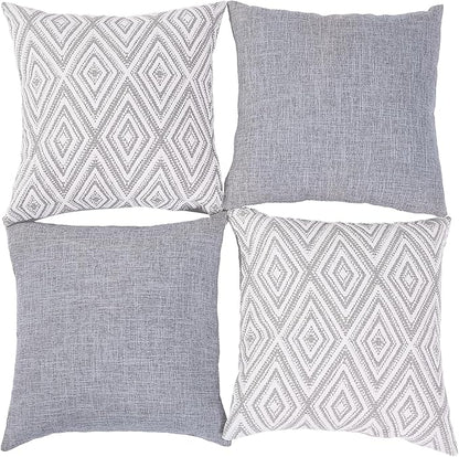 HPUK Decorative Throw Pillow Covers Set of 4 Couch Pillows Accent Cushion Cover for Couch Sofa Living Room, 20"x20" inches, Grey