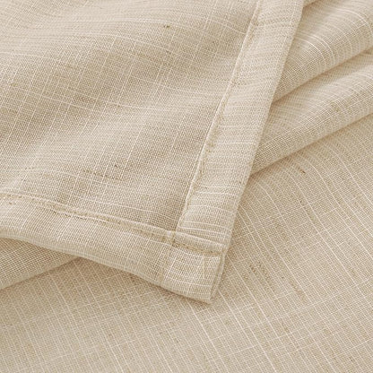 BGment Natural Linen Curtains 48 Inch Length for Windows, Short Semi Sheer Drapes Light Filtering for Cafe Bathroom Decor Rustic Lightweight Rod Pocket, 2 Panels Set, 42 Inch Wide Each Panel