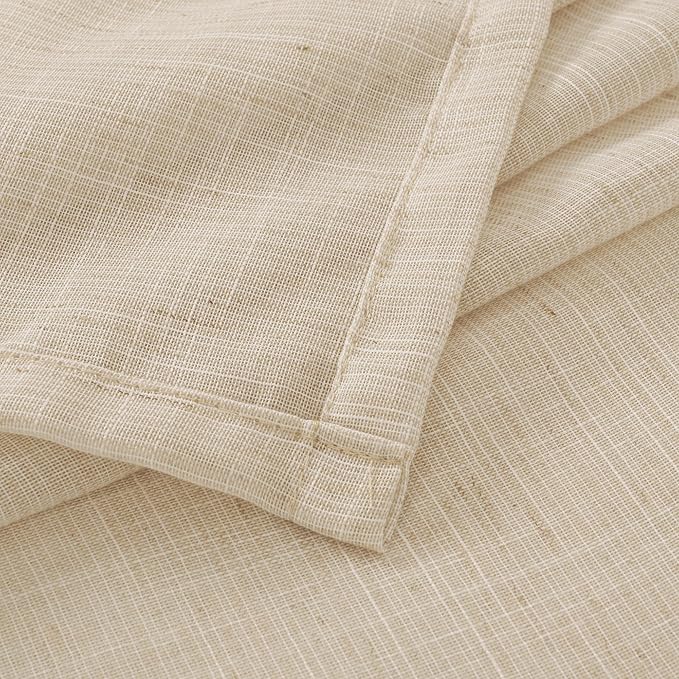 BGment Short Natural Sheer Linen Curtains 30 Inch Length for Windows, Small Drapes Lightweight Rustic Textured for Cafe Bathroom Over Sink Decor Rod Pocket, 2 Panels Set, 24 Inch Wide