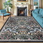10x14 Area Rugs for Living Room: Floral Washable Rug Vintage Large Soft Boho Non-Slip Carpet Indoor Stain Resistant Low Pile Carpets for Bedroom Dining Room Farmhouse Nursery Home Office Dark Black