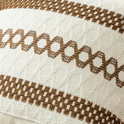 MIULEE Set of 2 Coco Brown Boho Decorative Pillow Covers 18x18 Inch Farmhouse Rustic Couch Throw Pillows Modern Spring Cotton Cushion Covers Retro Cute Macrame Woven Home Decor for Bed Sofa Chair