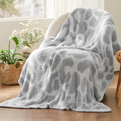 Bedsure Leopard Throw Blanket for Couch, Knit Fall Blanket - Super Soft, Cozy & Warm, GentleSoft, Breathable & Lightweight for Bed & Sofa, Grey, 50x60 Inches