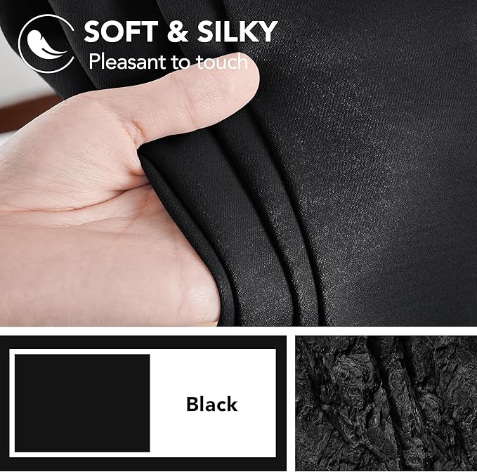 Deconovo Blackout Curtains, Thermal Insulated, W52 x L95 2 Panels, Back Tab, Machine Washable, Room-Darkening Drapes for Bedroom/Living Room Black