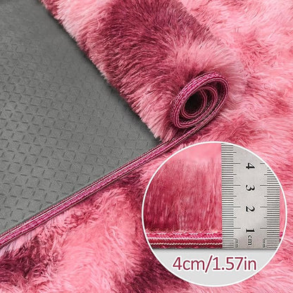 Tie-Dyed Red 2x8 Machine Washable Runner Rugs for Hallway Soft Fluffy Shaggy Bedside Rugs for Bedroom Living Room Indoor Floor Carpet for Kids Girls and Boys Nursery Rooms Home Decor Aesthetic
