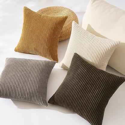 Topfinel Decorative Brown Throw Pillow Covers Cushion Cases, Set of 4 Soft Velvet Modern Double-Sided Designs, Rustic Home Decor, Pillow Inserts Not Included (16x16 inch)