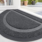 OLANLY Half Circle Door Mat Indoor Outdoor Entrance Welcome, Waterproof All-Season, All-Weather Doormat, Sturdy Natural Rubber, Low Profile, Easy Clean Patio Porch Entryway Mat, 59x23, Grey