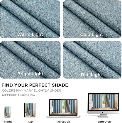 Joydeco Blackout Curtains for Bedroom - 72 Inch Long 100% Light Blocking 2 Panels Sky Blue Drapes, Thermal Insulated Room Darkening Curtains, Linen Textured for Living Room, Rod Pocket & Back Tabs