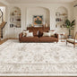 Madane 9x12 Area Rugs for Living Room, Machine Washable Rug with Non-Slip Backing, Soft Vintage Large Area Rug, Floral Print Floor Carpet for Bedroom Dining Room (9 x 12, Brown/Ivory)