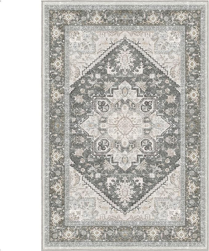 OPPODREAM Soft 6x9 Area Rugs, Washable Rug 6x9 with Non Slip Backing, Faux Cashmere Low-Pile 6 x 9 Carpet, Greenish Grey