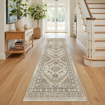Kitchen Runner Rug Non Slip Washable 2.5x8, Soft Low Pile Entryway Rug Runners for Hallways,Carpet Runner for Living Room,Kitchen, Laundry, Bathroom(Brown,2.5'x8')