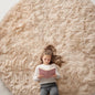 OLANLY Beige Round Rugs for Bedroom - Machine Washable, 9 ft Circle Area Rugs for Living Room, Soft and Fluffy Shaggy Carpet for Teen Girls and Boys, Nursery Rooms, Dorms, Home Decor Aesthetic