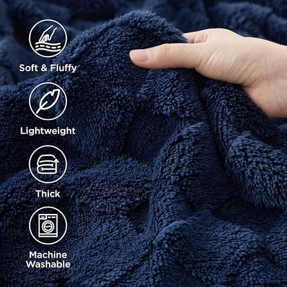 Bedsure GentleSoft Twin Blanket for Bed Navy - Super Soft Cozy Blankets for Kids Girls, Cute Fuzzy Fleece Throws for Bedroom Couch, 60x80 Inches
