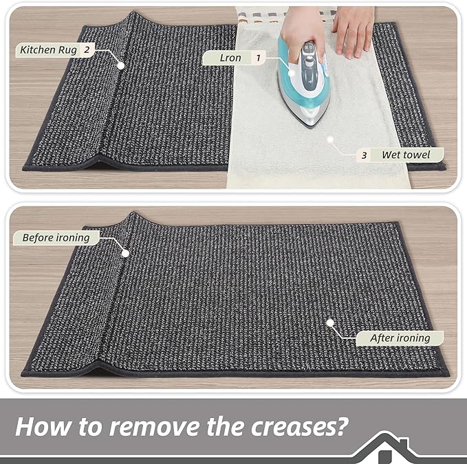 BEQHAUSE Kitchen Runner Rugs 24"x60", Non-Slip Kitchen Mats for Floor, Super Absorbent and Stain Resistant Kitchen Rug, Machine Washable Rugs for Kitchen, Hallway, Laundry & Sink, Charcoal