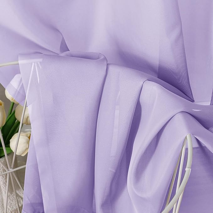 OVZME Lavender Sheer Curtains 72 Inches Long 2 Panels - Soft Light Filtering Window Sheer Panels for Living Room/Bedroom, Top Dual Rod Pocket, 1 Pair, Each 42Wx72L Inches