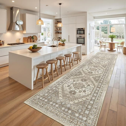 Kitchen Runner Rug Non Slip Washable 2.5x10, Soft Ultra-Thin Entryway Rug Runners for Hallways, Carpet Runner for Living Room,Kitchen, Laundry, Bathroom(Brown,2.5'x10')