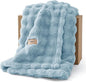 Bedsure 3D Fleece Bubble Blanket for Couch - GentleSoft Blue Twin Blanket for Sofa Bed Room Decor - Luxury Soft Cozy Gifts for Kids Girls, Lightweight, All Seasons, Light Blue, 60"×80"