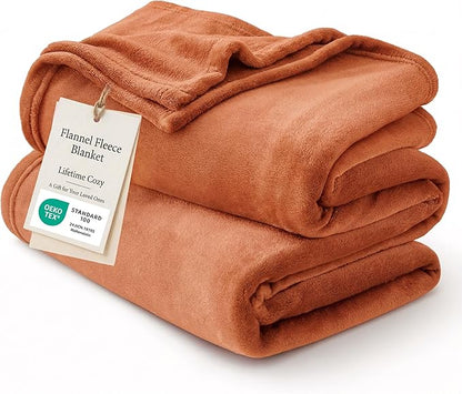 Bedsure GentleSoft Fleece Throw XL Blanket Dark Orange - 300GSM Soft Lightweight Plush Cozy Blankets for Bed, Sofa, Couch, Travel, Camping, 50x70 inches