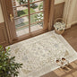 Madane Washable Entry Rug 3x4, Area Rugs for Entryway Kitchen Bathroom Door Mat Indoor Entrance, Vintage Floral Print Office Runner with Non Slip Rubber Backing, Beige/Blue