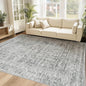 Washable Area Rug 5x7: Moroccan Rug for Living Room Geometric Boho Rug Farmhouse Non Slip Stain Resistant Rugs Low Pile Soft Carpet for Bedroom Dining Room Home Office Children Room (Grey,5'x7')