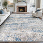 Area Rugs 8x10 for Living Room: Washable Rug Modern Abstract Neutral Soft Non-Slip Low-Pile Indoor Large Carpet for Bedroom Dining Room Playroom Home Office (Light Blue Brown, 8'x10')