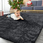 OLANLY 4x8 Area Rugs for Living Room Bedroom, Machine Washable Soft Fluffy Shaggy Bedside Rug, Indoor Floor Carpet for Kids Girls and Boys, Dorms, Nursery Rooms, Home Decor Aesthetic, Black