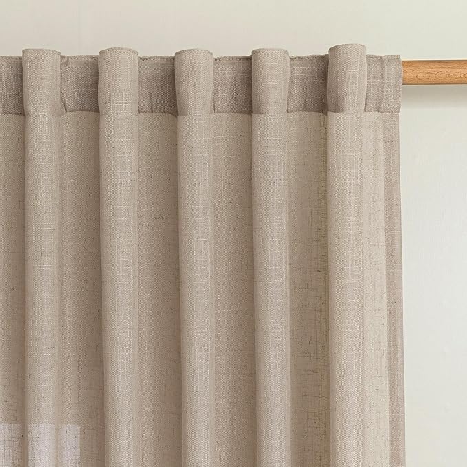 MYSKY HOME French Door Curtains for Closet Doorways, 72 Inches Long Taupe Semi Sheer Drapes Light Filtering Curtain Panels Elegant Look for Classroom/Guestroom Windows, 50" x 72", Taupe, 2 PCs