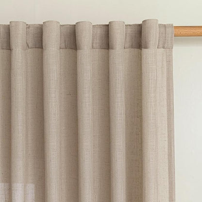 MYSKY HOME French Door Curtains for Closet Doorways, 72 Inches Long Taupe Semi Sheer Drapes Light Filtering Curtain Panels Elegant Look for Classroom/Guestroom Windows, 50" x 72", Taupe, 2 PCs