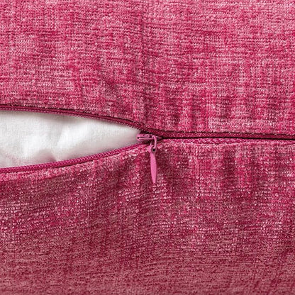 MIULEE Pack of 2 Couch Throw Pillow Covers 18x18 Inch Soft Hot Pink Chenille Pillow Covers for Sofa Living Room Solid Dyed Pillow Cases