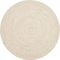 Hausattire Hand Woven Jute Braided Rug, 3’ Round – Off White, Reversible Boho Entry Area Rugs for Kitchen, Living Room I Farmhouse Decorative Floor Rug, 3 Feet Round