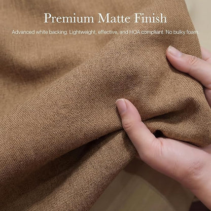 NICETOWN 100% Absolutely Blackout Linen Curtains for Bedroom Living Room, Gold Brown, 52" Wide, 2 Pieces, Privacy Vertical Thermal Insulated Window Drapes 84 inch Long for Shift Workers