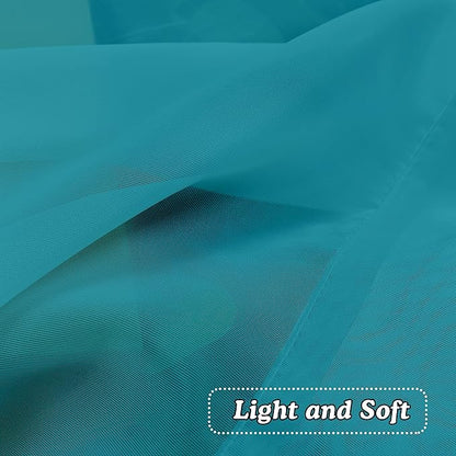 OVZME Turquoise Sheer Curtains 45 Inches Long 2 Panels, Light Filtering Sheer Curtains for Bedroom, Elegant Airy Draperies for Living Room Nursery Room, Dual Rod Pocket, Each 42Wx 45L